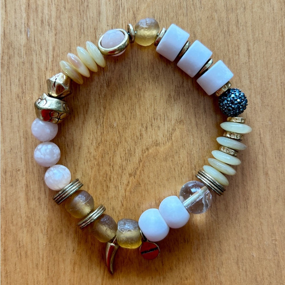 Stella & Dot Anda Intention Courage Bracelet. Gold, Pink, Tan, Neutral Tones